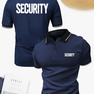 TEMU Men's Breathable Security-themed Shirt - Regular Fit, Short Sleeve, V-neck, Golf & Casual Wear, Ideal Father's Day Gift, Golf Shir Image