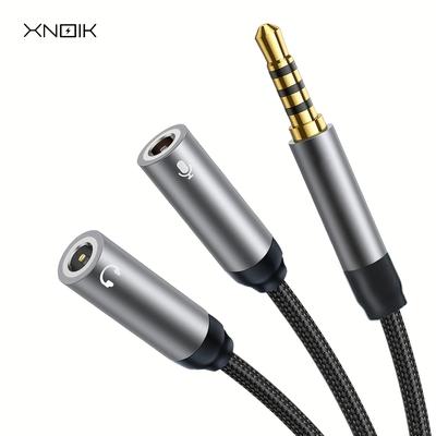 TEMU Xnoik 3.5mm Headphone Jack Splitter Adapter With Dual Female To Male Audio Y Splitter, Trrs Compatible With Pc, Ps4, , Mobile Devices - Usb Charging, 0-5w Output For Laptop & Tablet Image