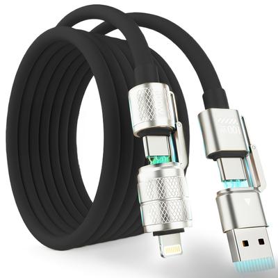 TEMU Usb C To Usb C, 100w 4in 1 Charging Cable, Chubby Type C/a To C/lightning Cable For Iphone 16 15 14 11 8 /macbook/ipad//huawei/xiaomi, Multi For All Devices Image