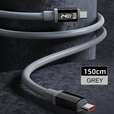 TEMU Wtkvintant-240wmax, Real-time Digital Display, Super Fast Charging Cable, Suitable For Iphone, Ipad,, Xiaomi, And Other Devices, But Suitable For Mobile Phones, Tablets, Laptops. Image