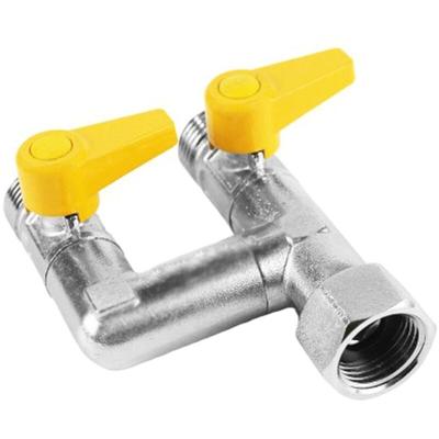 Ccykxa - 1/2-Zoll-H-Kugelhahn, 3-Wege-Kupplungsverteiler, Gaszähler-Anschlussventil für Image