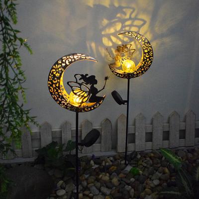 Solarleuchte für draußen, 100 cm, Metall, Mondform, LED-Kristallkugel, Gartenleuchte, wasserdicht, Image