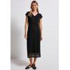 Midikleid STREET ONE, Damen, Gr. 40, EURO-Größen, schwarz, Web, Obermaterial: 73% Baumwolle, 27% Polyester; Unterkleid: 95% Viskose, 5% Elasthan, unifarben, casual, normal wadenlang, V-Ausschnitt, ohne Ärmel abgesteppt, Kleider, in Unifarbe