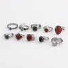 10 stücke Gemischt Böhmen Stil Natürliche Blau Rot Stein Ringe Tibetischen Silber Ton Größe 16 17 18