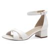 Sandalette TAMARIS, Damen, Gr. 39, weiß (weiß matt), Lederimitat, festlich, Schuhe, Blockabsatz, Abendschuh, Hochzeitsschuh mit gekreuzten Bandagen