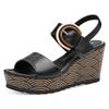 Keilsandalette MARCO TOZZI, Damen, Gr. 36, schwarz, Lederimitat, modisch, Schuhe, Riemchensandale, Sommerschuh mit schmuckbesetzter Zierschnalle