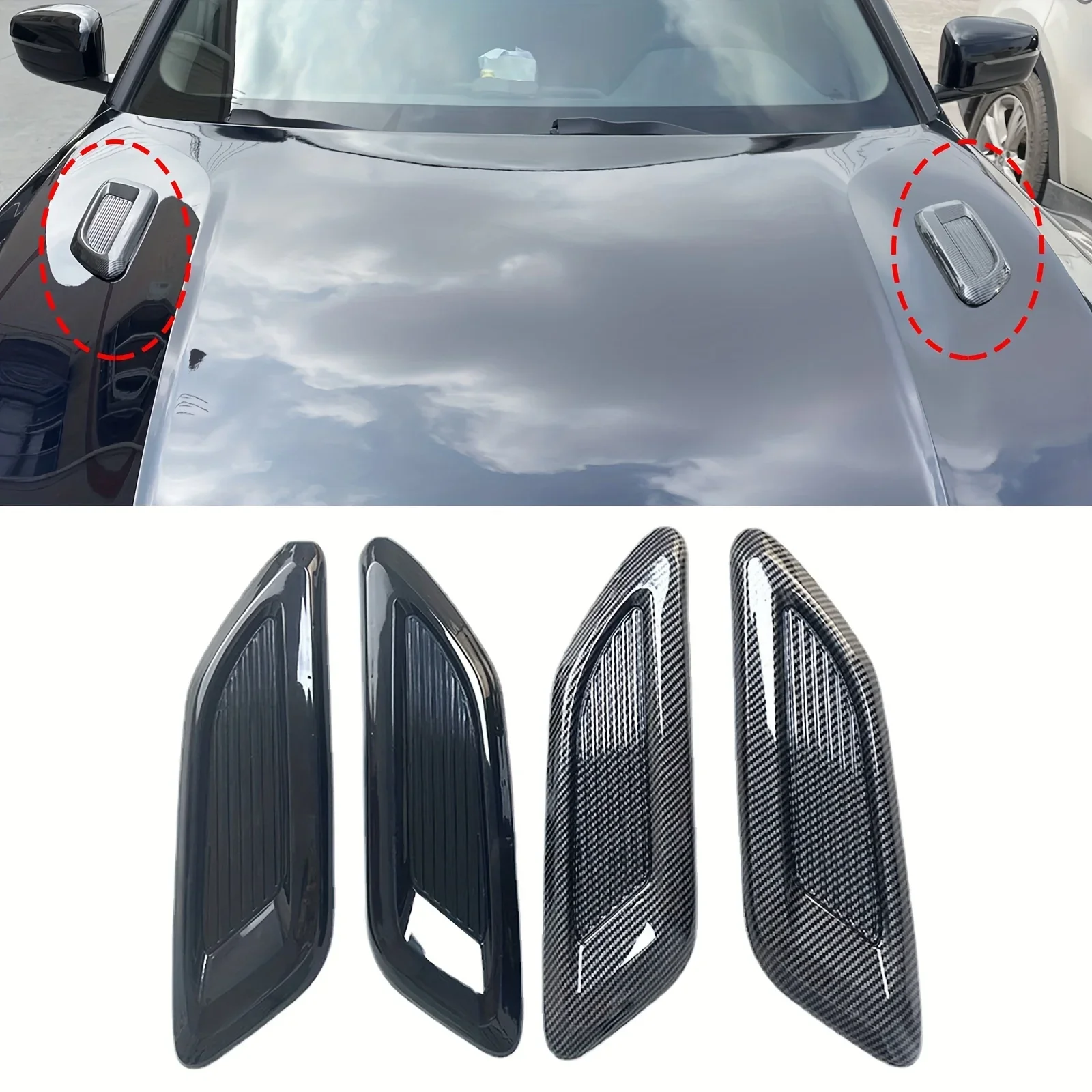 Air Outlet Abdeckung Dekoration Trim Universal Kunststoff Auto Haube Scoop Gefälschte Luftstrom Intake Vent Abdeckungen Auto Außen Zubehör Image