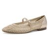 Riemchenballerina TAMARIS, Damen, Gr. 38, gold (goldfarben), Textil, Lederimitat, modisch, Schuhe, Blockabsatz, Halbschuh, Frühlingsschuh in modischer Häkeloptik