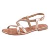 Riemchensandale MARCO TOZZI, Damen, Gr. 41, rosa (roségoldfarben), Leder, glänzend, modisch, Schuhe, Blockabsatz, Sandalette, Festtagsschuh mit Strasssteinchen besetzt