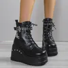 2024 neue Stiefel für Damenmode heißer Verkauf Punk Goth Plattform Heels Wedge Damen stiefel lässig Goth Punk Größe 43 Damenschuhe