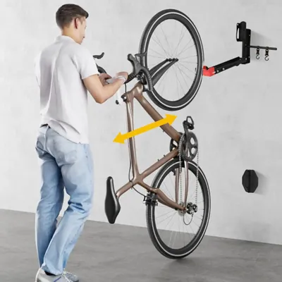 Swivel Bike Wall Mount with Hooks Attached Heavy Duty Bike Holder Space Saving