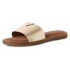 Pantolette MARCO TOZZI, Damen, Gr. 38, gold (goldfarben), Leder, metallic, Basic, Schuhe, Flats, Sommerschuh mit edlem Schmuckelement