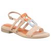Sandalette MARCO TOZZI, Damen, Gr. 37, beige (beige kombiniert), Textil, Lederimitat, modisch, Schuhe, Blockabsatz, Riemchensandale mit Feel Me-Ausstattung
