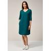 Sommerkleid CECIL, Damen, Gr. XXL (46), US-Größen, grün (grün lagoon), Stoff, 100% Leinen, unifarben, casual, normal kniefrei, V-Ausschnitt, 3/4-Ärmel Bündchen, Kleider, mit Turn-Up Funktion