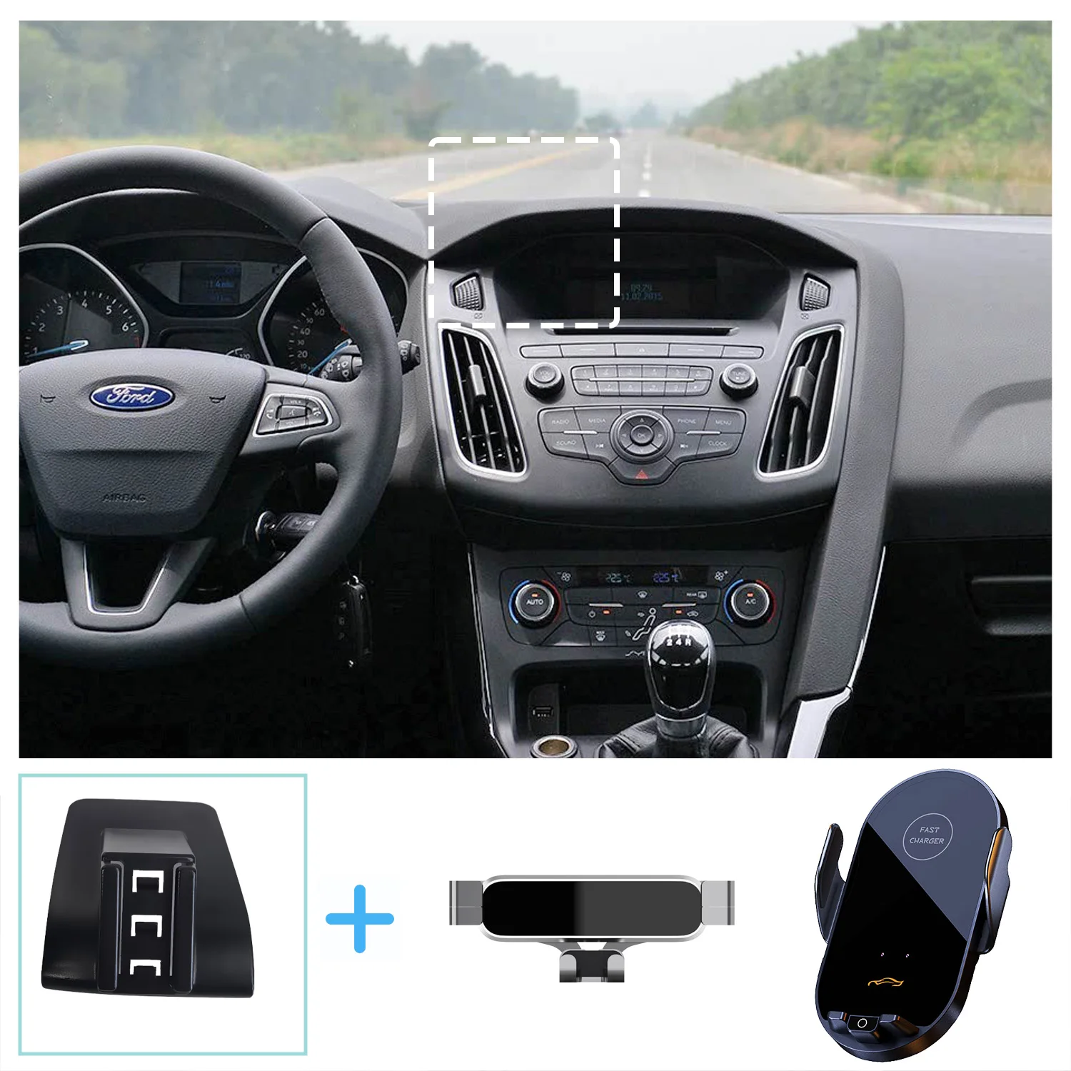 Für Ford Focus MK3 2012-2014 2015 2016 Auto Telefon Halter Drahtlose Lade Halterung Basis Schwerkraft Ständer Telefon Halterung auto Zubehör Image