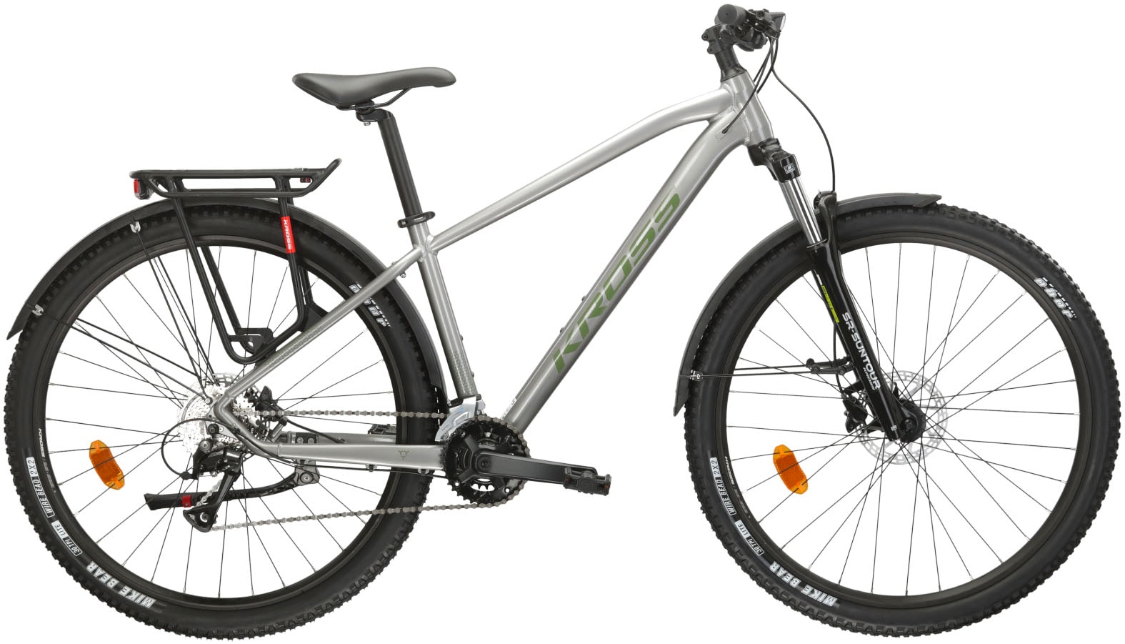 Mountainbike KROSS "KROSS MTB Hardtail Hexagon 4.0 27,5" silber" Gr. 38, silber (silberfarben, schwarz), Fahrräder, 38cm, 27,5 Zoll (69,85cm) hinten: 27,5 Zoll (69,85cm) Image