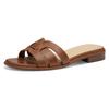 Pantolette MARCO TOZZI, Damen, Gr. 37, braun (cognac), Lederimitat, unifarben, elegant, Schuhe, Blockabsatz, Sommerschuh mit Logodrucken