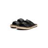 Pantolette TOMMY HILFIGER "FLEX JUTTE HILFIGER LTH SANDAL", Herren, Gr. 42, schwarz, Leder, Lederimitat, modisch, Schuhe, Sommerschuh, Schlupfschuh mit Ziernähten
