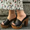Schwarze Peep-Toe-Plattform, elegante Hausschuhe, seitliche Nieten, Dekor, klobiger hoher Absatz, mattes Leder, modische Damenschuhe, 2025, Para Mujere