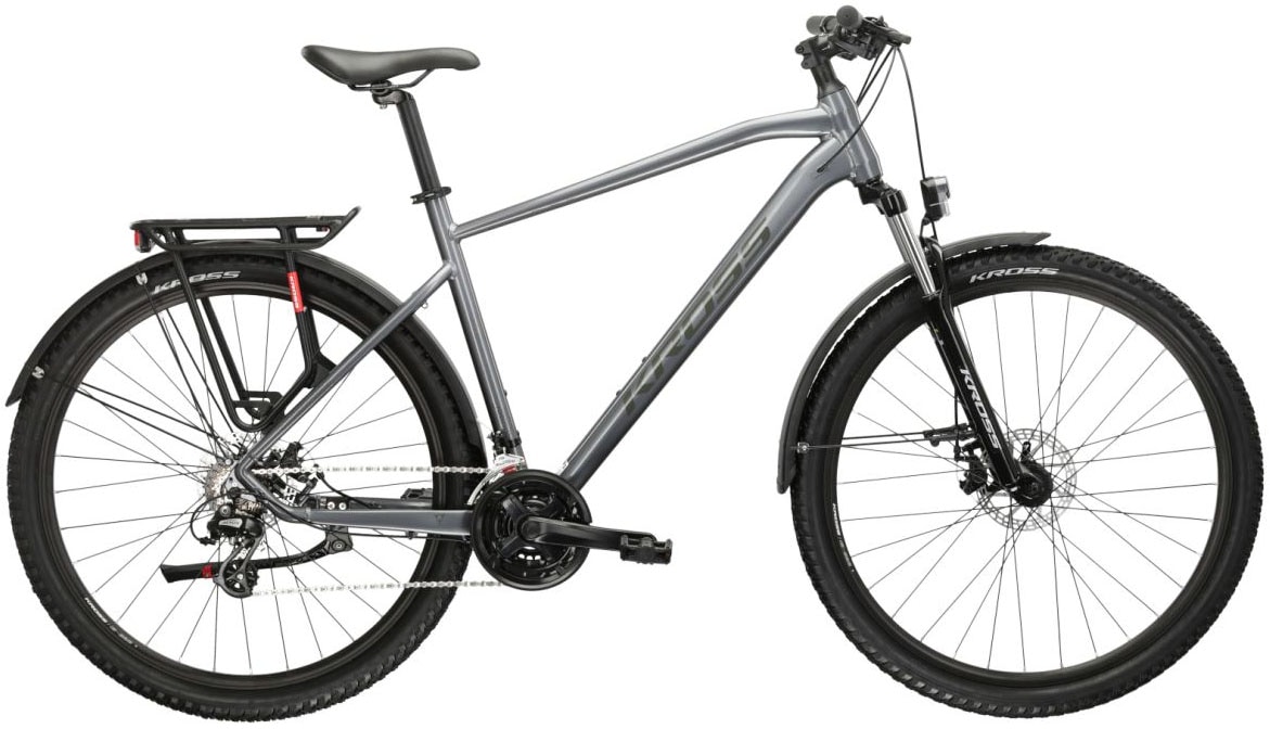 Mountainbike KROSS "KROSS MTB Hardtail Hexagon 2.0 27,5" grau 21 Gänge" Gr. 38, grau (grau, schwarz), Fahrräder, 38cm, 27,5+ Zoll (69,85cm) hinten: 27,5+ Zoll (69,85cm) Image