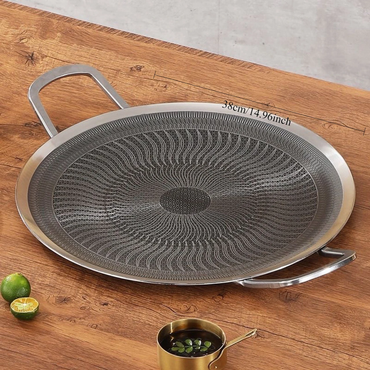 Edelstahl-Grillpfanne für Outdoor-Grillen, Camping, koreanisches Grill, kompatibel mit Induktionsherd und Gasbrenner aus Edelstahl