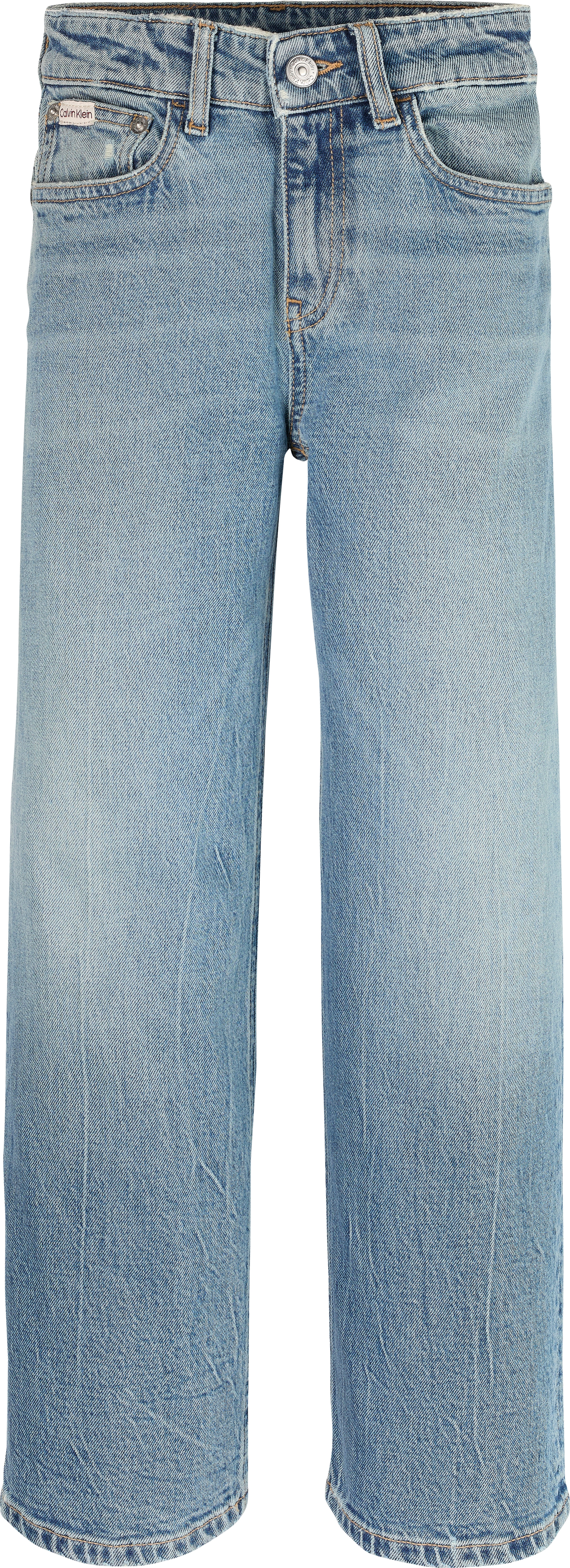 Weite Jeans CALVIN KLEIN JEANS "SKATER VISUAL BLUE CF", Jungen, Gr. 10 (140), N-Gr, blau (visual blau cf), Denim/Jeans, Obermaterial: 99% Baumwolle, 1% Elasthan, unifarben, loose fit lang, Jeans, für Kinder bis 16 Jahre