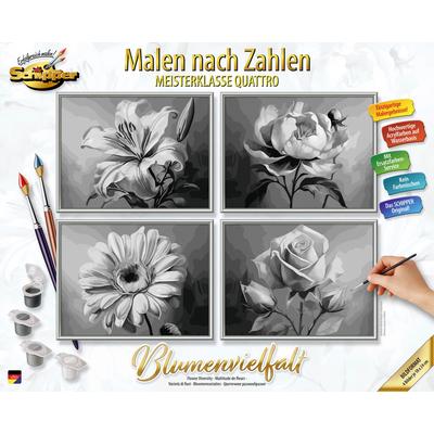 Malen nach Zahlen SCHIPPER "Meisterklasse Quattro, Blumenvielfalt", bunt, Malvorlagen, KinderB:24cm H:18cm, Made in Germany, B:24cm H:18cm Image