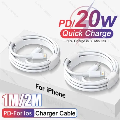 PD 20W Fast Charging Cables For Apple iPhone 14 13 12 11 Pro Max Type C For ios Data Line 2M 1M Quick Charge Cable Accessories