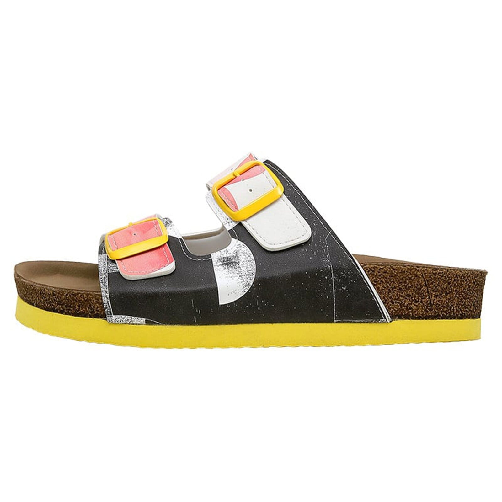 Pantolette DOGO "Stella Pantolette Geometric Shapes Damen Sandalen", Damen, Gr. 39, Normalschaft, bunt (mehrfarbig), Lederimitat, Schuhe Pantolette, Handgefertigt