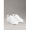 Plateausneaker CALVIN KLEIN JEANS "VULC FLATF LTH SILVER LOGO TAG", Damen, Gr. 39, silber (weiß, silberfarben), Leder, Lederimitat, unifarben mit Farbeinsatz, sportlich, Schuhe, Halbschuh, Schnürschuh, Freizeitsneaker mit Logo