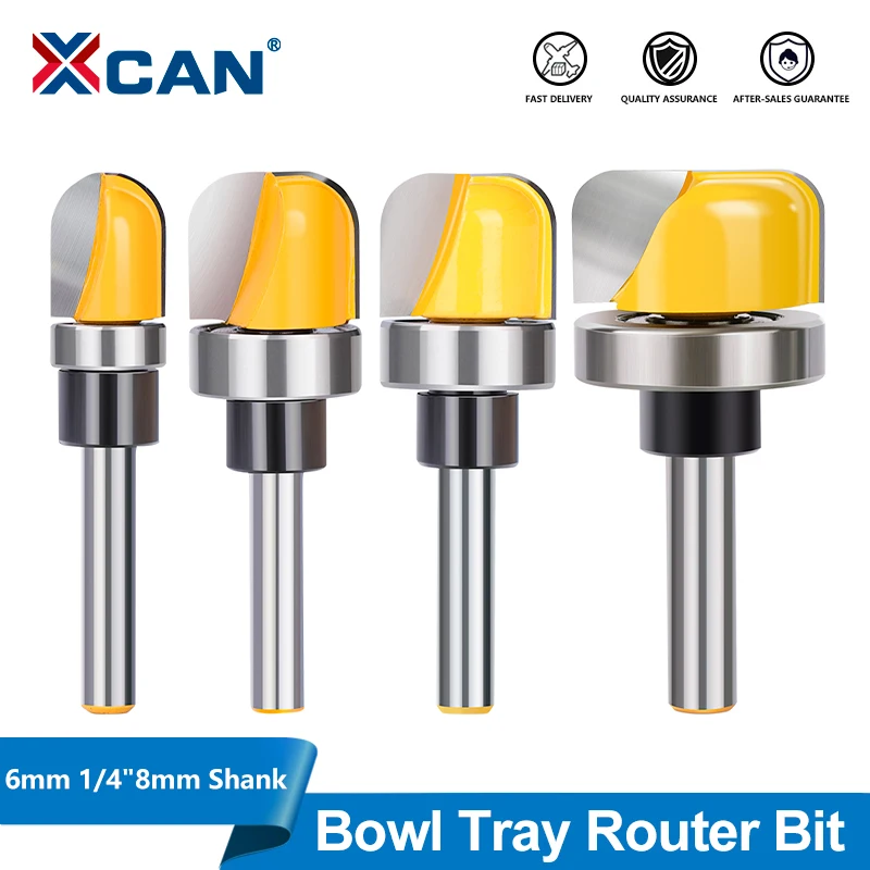 XCAN Holzfräser 6 mm 6,35 mm 8 mm Schaft Schüssel Tablett Fräser Rundfräser Fräser für Holzschneidewerkzeug Image