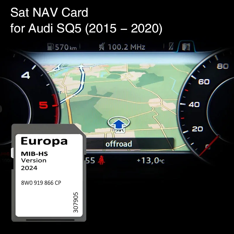 SD-Karte Europa 2024 Karte für Audi SQ5 2015–2020 Fahrzeugnavigation MIB-HS MHS2 System Sat Nav 16 GB 8W0 919 866 CP Image