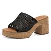 Pantolette TAMARIS, Damen, Gr. 36, schwarz, Textil, Lederimitat, modisch, Schuhe Pantolette, Blockabsatz, Plateau, Sommerschuh in Flechtoptik