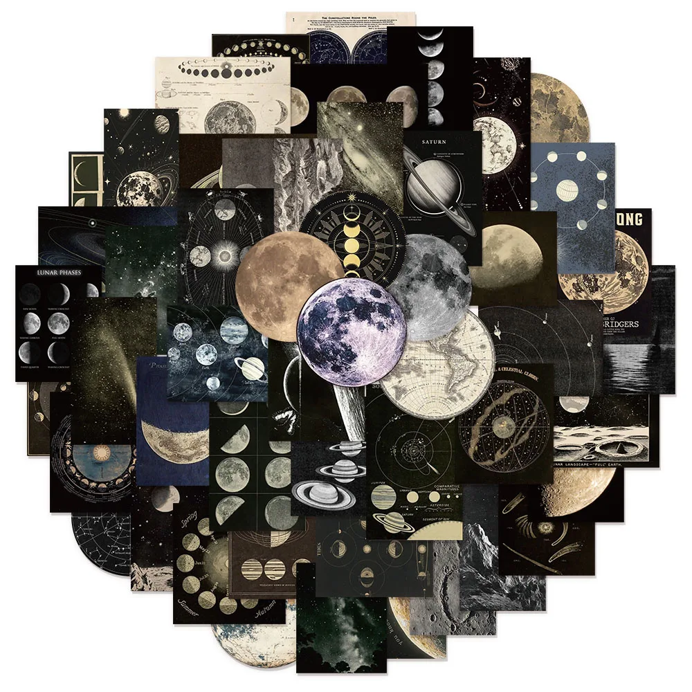 50PCS Retro Celestial Graffiti Aufkleber DIY Gepäck Skateboard Wasser Tasse Laptop Wasserdichte Aufkleber Image
