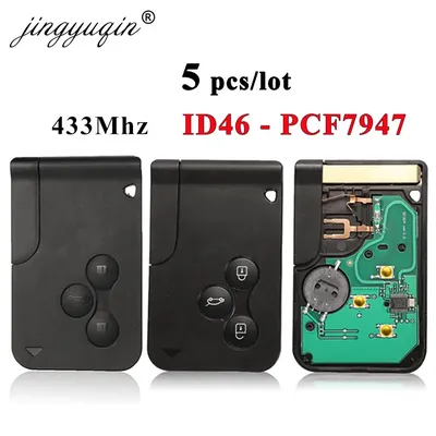jingyuqin 5pcs 3 Button 433Mhz ID46 PCF7947 Chip & Insert Small Blade Remote Smart Key Card for