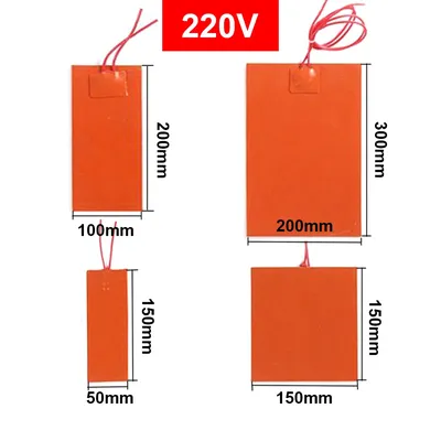 12V 220V Silicone Heating Pad Square Rubber Heat Mat Heated Bed Plate Flexible Waterproof 3D Printer