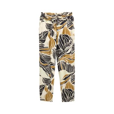 TOM TAILOR Damen Loose Slim Paperbag Hose, beige, Gemustert, Gr. 46/28 Image
