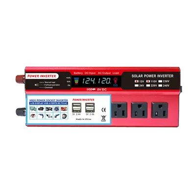 Solar Power Inverter High Efficiency Sine Wave Inverter Home Car RV Solar Power Converter LCD DC 12V