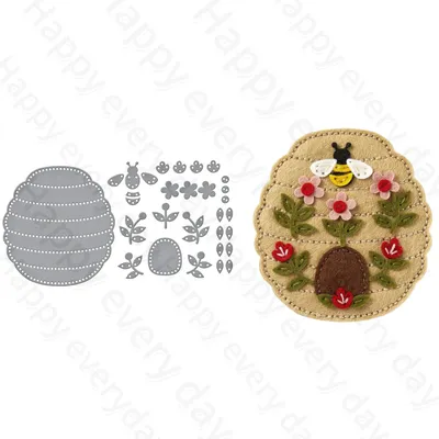 Felt Die Floral Beehive Metal Cutting Dies DIY Making Gift Card Scrapbook Embossed Paper Craft Supplies Template Decoration 2025