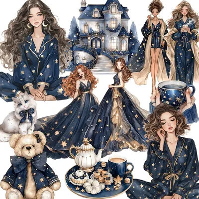 20Pcs/Pack Starry Girls Sticker DIY Craft Scrapbooking Album Junk Journal Decorative Stickers