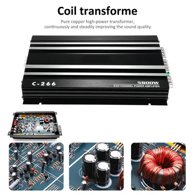4-Channel Car Audio Amplifier 5800W High-Power Amp 12.0V Ultra-Thin Four-Way Power Amplifier Class A/B