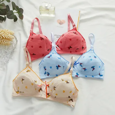 Girl Butterfly Bowknot Casual Bralette Candy Color Cute Bras Women Fashion Sport Tops Clothing for