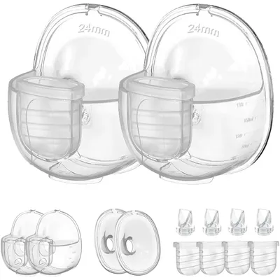 Two Full Sets Breast Pump Parts with 24mm Flange Compatible with Lansinoh Discreet Duo/NCVI/Nuliie