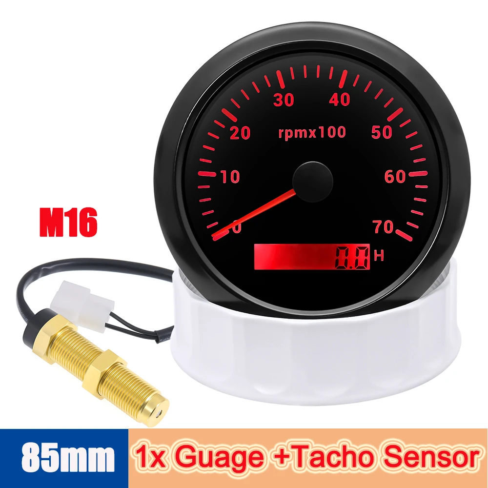Compteur de tachymètre automatique avec LED, compteur de voiture diesel, pointeur rouge, compteur de tachymètre avec 7 clignotants, dimensions de voiture diesel, sexe pour 1-12 cylindres, AD 85mm,