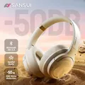 Auricolari Bluetooth 5.4 Sansui ANC -50dB Cuffie con cancellazione attiva del rumore Cuffie over-ear wireless con microfono esterno