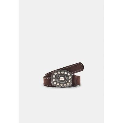Stradivarius Turquoise stone buckle belt Brown 34