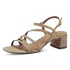Sandalette TAMARIS, Damen, Gr. 40, braun (hellbraun), Ziegenveloursleder, modisch, Schuhe, Blockabsatz, Abendschuh, Sommerschuh mit verstellbarer Schnalle