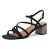 Sandalette TAMARIS, Damen, Gr. 39, blau (navy), Ziegenveloursleder, modisch, Schuhe, Blockabsatz, Abendschuh, Sommerschuh mit verstellbarer Schnalle