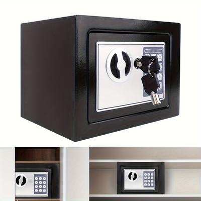 TEMU 4.6l Digital Electronic Box With Combination Dial & 2 Keys - Heavy-duty Steel For Home Office, Cash, - 230mmx170mmx170mm, Black, Box, Protection, , Durable Construction Image