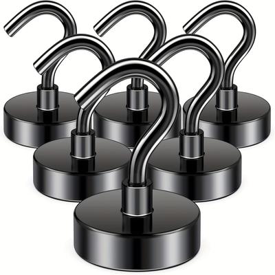 TEMU Magnetic Hooks, 50lbs Strong Magnetic Hooks Heavy Duty For Hanging, Magnets With Hooks For Cruise Cabin, Classroom, Office, Grill, Heavy Duty Magnetic Metal Hooks For Refrigerator Image